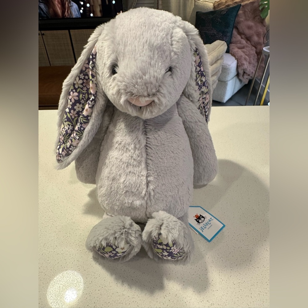 JellyCat Medium Blossom Silver Bunny “Bloom” NWT